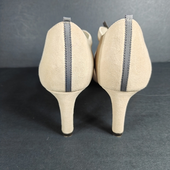 Boden Suede Leather Pumps Lace Up Ballet Pink Beige Pointed Toe Heels 10.5 - Picture 7 of 9